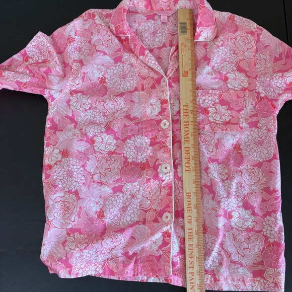 Lilly Pulitzer Pajama Top Womens M Pink Tropical Floral Print Button Up - Picture 9 of 13